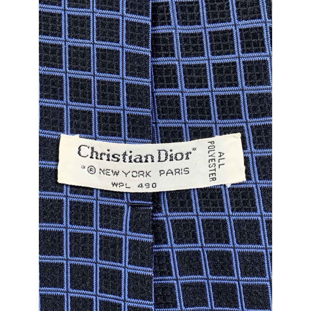 Christian Dior Men's Necktie Blue Black Textured Geometric All Polyester - Picture 3 of 3